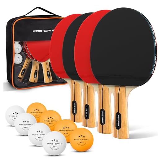 PRO-SPIN Ping Pong Paddles - High-Performance Set with Premium Table Tennis Rackets, 3-Star Ping Pong Balls, Compact Storage Case | Professional Quality Ping Pong Paddle Set (Red, 4-Player Set)