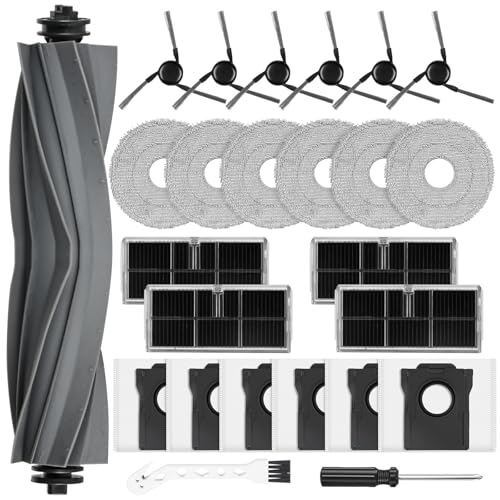 24 Stück Zubehör für Mova E40 Ultra Saugroboter Ersatzteile set für E40 Ultra 1 Hauptbürste 6 Staubbeutel 6 Wischpads 4 HEPA-Filter 6 Seitenbürsten 1 Reinigungsbürste