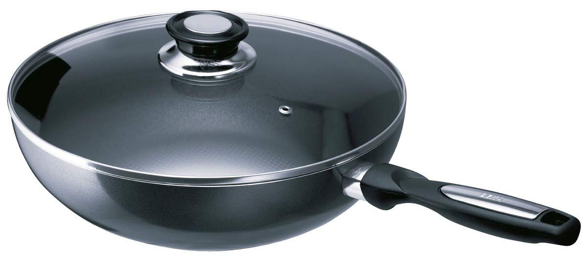 Beka Pro Induc Wok Antiadhésif 28 cm avec Couvercle Verre en Aluminium - Compatible Tous Feux dont Induction - Sans PFOA - Garantie 3 ans Beka