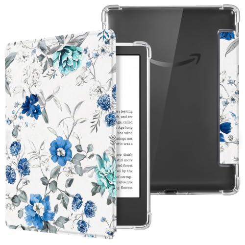 Image of CoBak Case for 6 Inch e-Reader, Ultra Clear Soft Flexible TPU Back Cover Light Shell, with Auto Wake /Sleep, not Compatible Kobo Claro, Floral Harmony