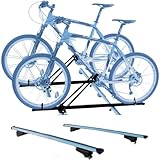 Set 2 Portabici tetto + Barre realizzato per RENAULT SCENIC/X-MOD CROSS 2009 universali con Chiavi Barre 127 CM c/Serratura Kit Attacchi inclusi