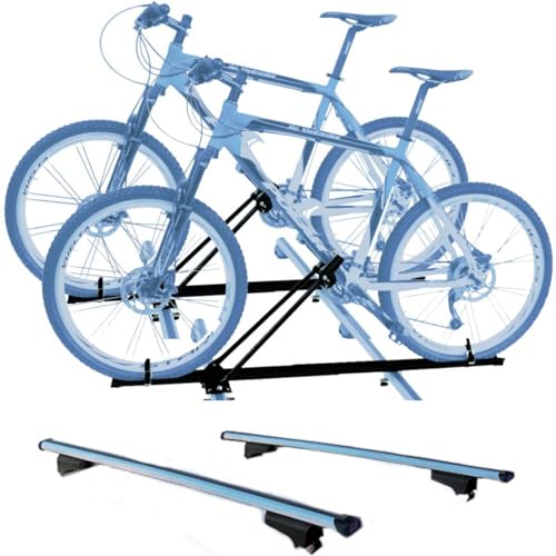 Set 2 Portabici tetto + Barre realizzato per ALFA ROMEO STELVIO del 2017 compatti e universali c/Chiavi Barre 127 CM c/Serratura + Kit Attacchi