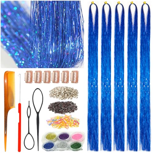 Celinebella Sapphire Blue Hair Tinsel 48 1250 Strands Royal Shimmer