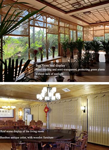 Naiawan 70% Blackout Bamboo Roll Up Blinds For Deck/Gazebo,Retro Roman Curtain With Lifter,50-140Cm Wide Privacy Sun Shades Screen Decoration Balcony,Anti-Uv/Waterproof (Size : 50X150Cm/20X59In) #TOP4