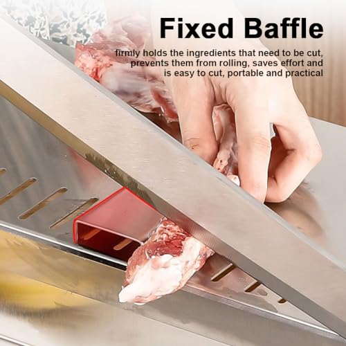 Affettatore manuale di carne da 375mm, taglierina ossea in acciaio inossidabile con protezione regolabile e piedini antiscivolo.Ghigliottina resistente per carne di manzo, pesce, pollame.Strumento di
