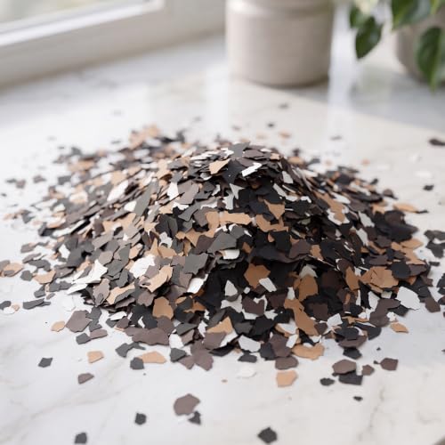 Decorative Color Chips Garage Floor Epoxy Kit Blend Paint Flakes Concrete Floor Coatings for Garage Paint Interior Exterior (18LB,Black,White,Yellow,Coffee)