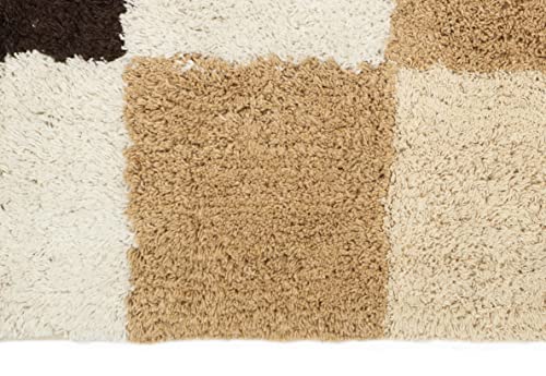 Image of THE HOME TALK Cotton Bathmats | Water Absorbent Runners | Regular Striped Rugs | Floor Mats for Kitchen, Bathroom & Sink | Ultra Soft Mats | Non-Slip Store (Beige, 50x80 CM)