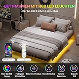 DICTAC Bett 120x200 cm mit LED Beleuchtung Bettgestell 120x200 mit Lattenrost aus Metall Bettrahmen Erwachsene Floating Bed Frame mit Licht-Robust und Stabil,Leichte Montage,Schwarzer(ohne matratze)