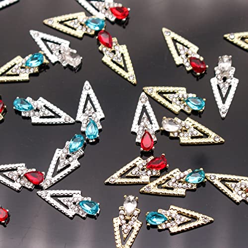Wokoto 30Pcs 6 Color Mix Gold And Silver Nail Charms With Triangle And Drop Shape 3D Nail Jewelrys For Acrylic Nails Art Gems And Charms For Women Girls Diy Crafts Nail Accessory Nail Decorations #TOP5