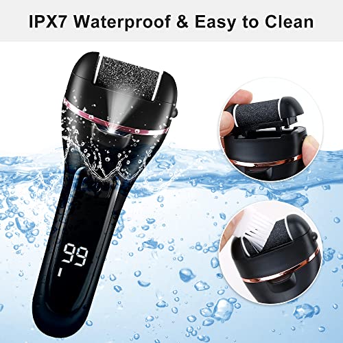 Electric Callus Remover For Feet, Rechargeable 18 In 1 Foot File Pedicure Kit Tools, Waterproof Foot Scrubber Care Kits For Cracked Heels Dead Skin, With Battery Display, 2 Speed, 3 Roller Heads #TOP4