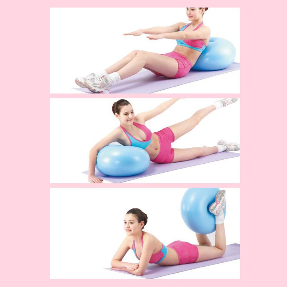 Homoyoyo Donut Ball Yoga Hilfsball aus PVC mit Luftpumpe, Blau | Anti Rutsch Oberfläche, Explosionsgeschütztes Design, für Yoga und Stretching