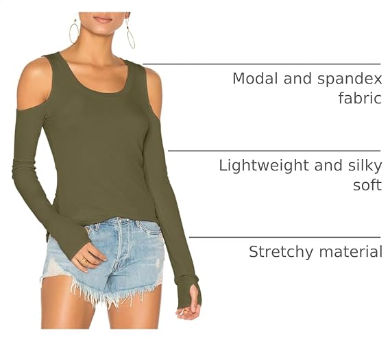 Mippo Cold Shoulder Tops for Women Long Sleeve Workout Tops