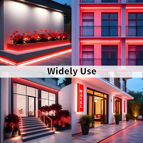 Image of 13.1 Feet Neon LED Strip Light | 12V Adapter, Waterproof IP65, Silicone Flexible Rope Light for Home Wall Decor & Gaming Room| Led Strip Lights | Neon Lights 4 Meter | (Red)