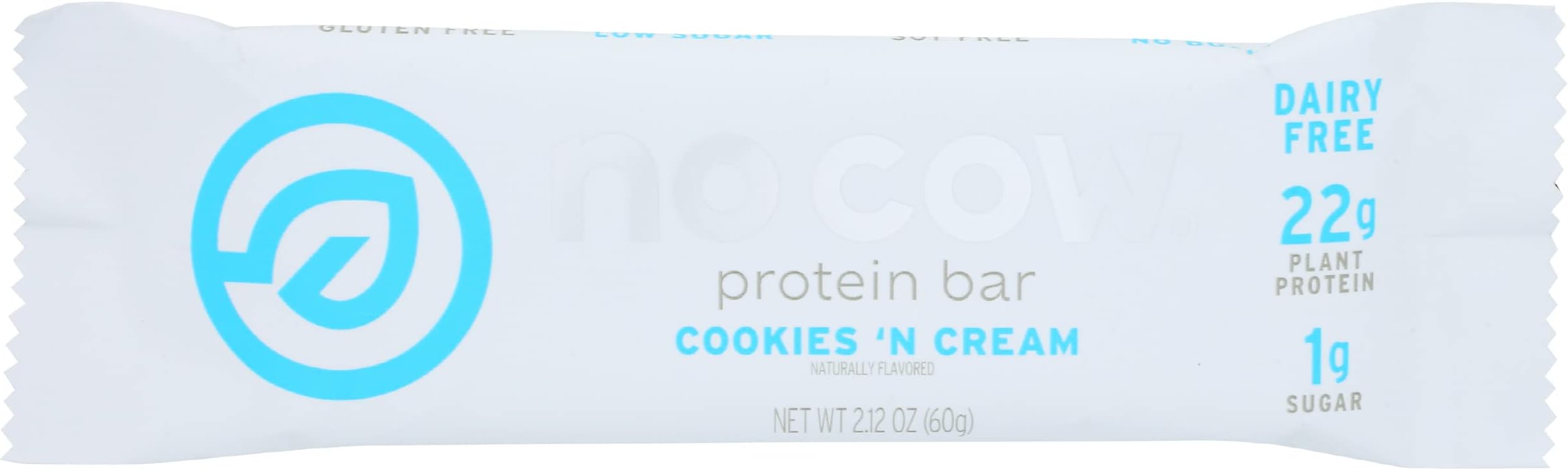 No Cow High Protein Bars, Cookies 'N Cream, 21g Plant Based Vegan Protein, Keto, Low Sugar, Low Carb, Low Calorie, Gluten Free, Naturally Sweetened, Dairy Free, Non GMO, Kosher, 2.12 Oz (Pack of 12)