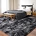Isdook Shaggy Area Rugs, Fuzzy Rugs for Living Room, Soft Nursery Area Rug for Girls, Tie Dye Black Gray Plush Area Rugs Non Slip, Fluffy Rug Carpet 8x10ft
