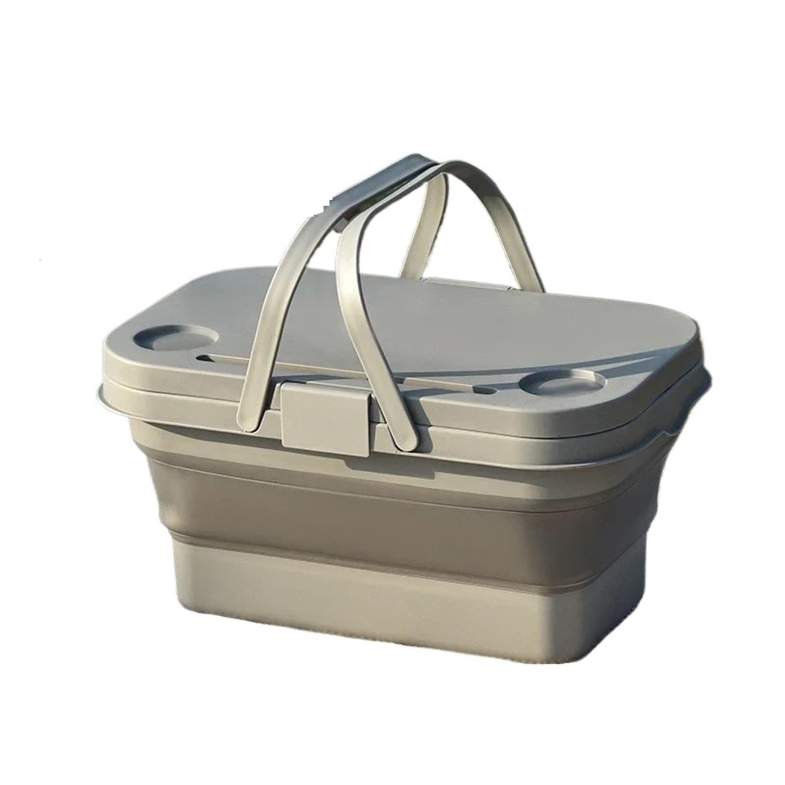 Large Capacity Portable Outdoor Picnic Basket With Board Foldable Functional Multi Storage(Grey)