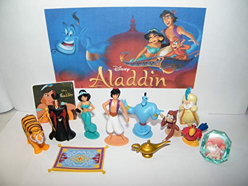 Aladdin Movie Figure 10 Set with bonus Aladdin Sticker and PrincessRing Includes The Genie, the Wish Lamp, Jafar, Aladdin, Jasmine, Jafar and the Magic Carpet!