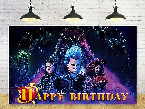 Descendants Backdrop for Birthday Party Decorations Background for Party Cake Table Decorations Descendants Theme Banner 5x3ft