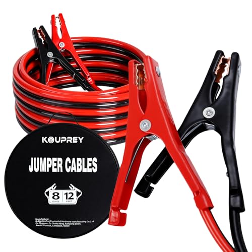 12FT 8 Gauge Jumper Cables for Car, SUV and Trucks Battery, Heavy Duty Automotive Booster Cables for Jump Starting Dead or Weak Batteries with Carry Bag