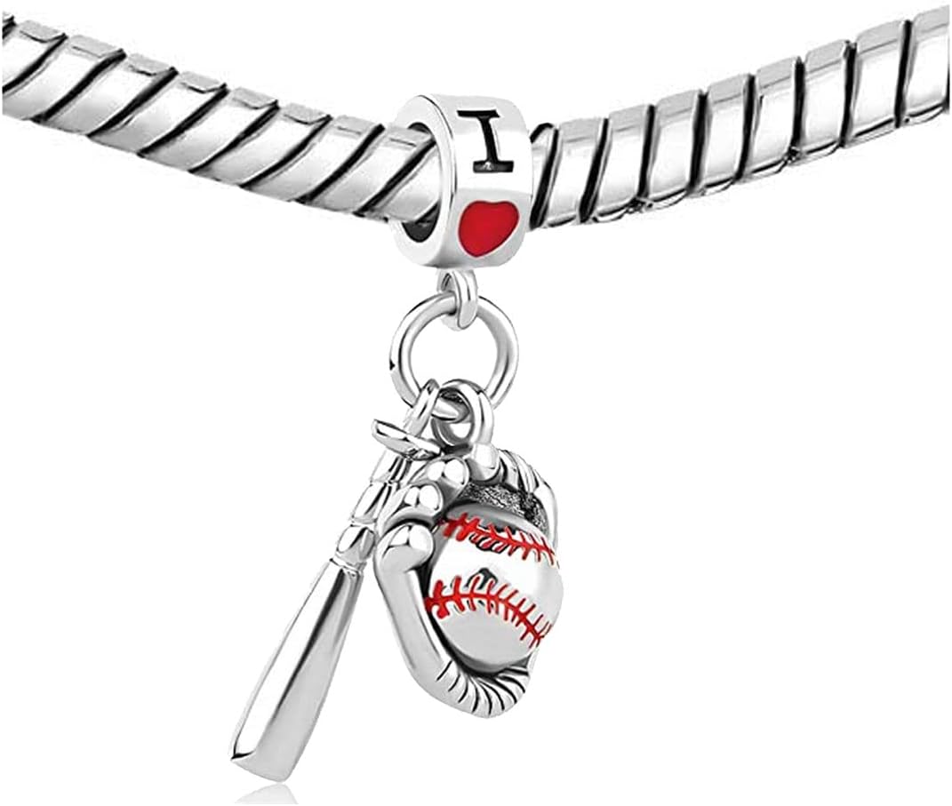 KunBead Love Baseball Bead Charms Compatible with Pandora Bracelets - Image 2