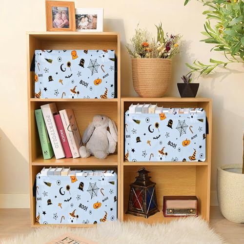 Image of MAIZMZ Halloween Storage Basket Pumpkin Ghost Gift Basket for Kids Foldable Toy Box Waterproof Organizer Bin Laundry Nursery Hamper for Home Office Dorm Closet Shelf