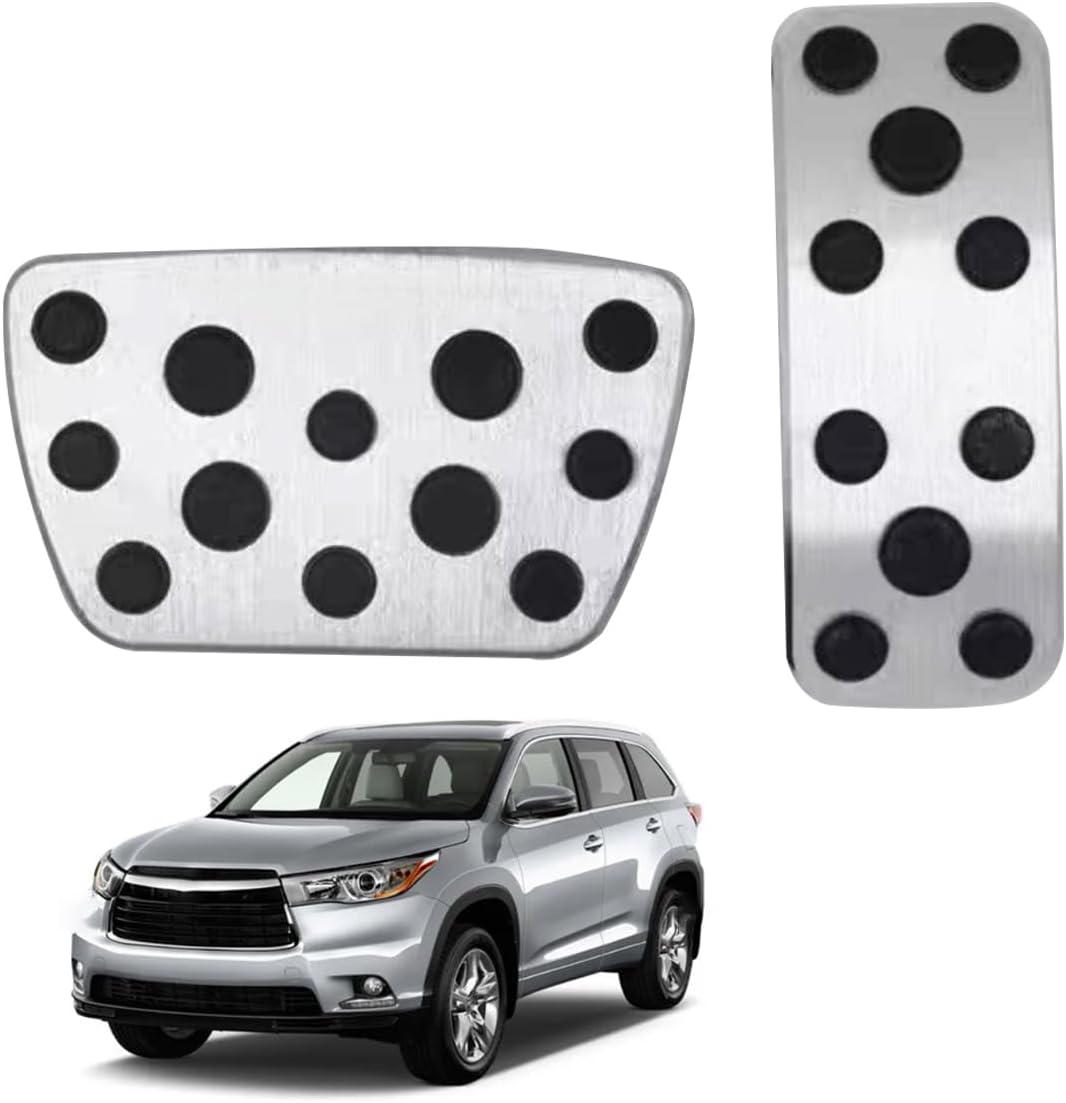 Car Pedal Covers for Toyota Highlander 2008 2009 2010 2011 2012 2013 2014-2019, Auto Aluminum Gas Pedal Covers Accessories Replacement, Non-Slip Accelerator Brake Foot Rest Pedals(Set of 2)