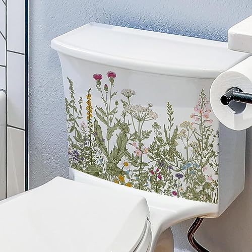 Jowxsx Plant Leaves Flowers Toilet Seat Lid Stickers Green Leaf Floral Toilet Lid Decals Diy Removable Waterproof Toilet Sticker Self-Adhesive Bathroom Wall Stickers For Bathroom Cistern Decor Multicolor thumb #1
