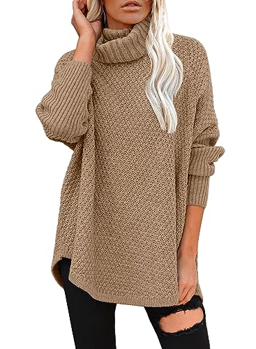 DOROSE Women's Oversized Turtleneck Knit Tunic Sweater