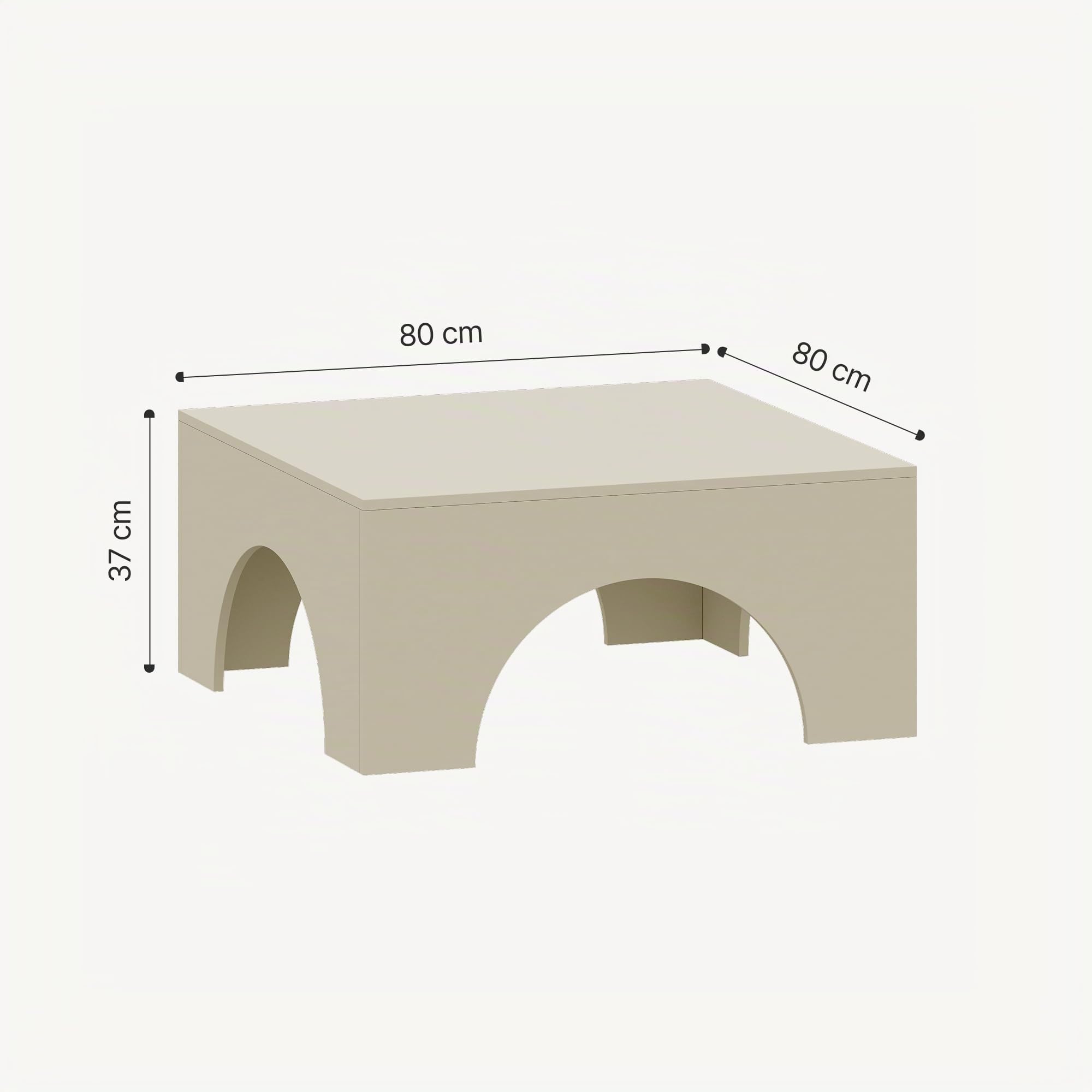 [en.casa] Tavolino da Salotto con Piano Quadrato Tavolo Basso Centrale da Caffè con Struttura ad Archi 80 x 80 x 37 cm per Soggiorno Studio - Colore Sabbia
