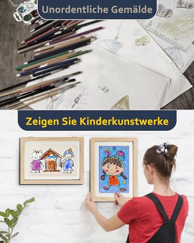 Ciscle Bilderrahmen Kinderzeichnungen, 2 Stück A4 Befüllba Kunstfotorahmen für Kinder, Frontöffnung Bilderrahmen für Kunstwerke… – Ansicht 5