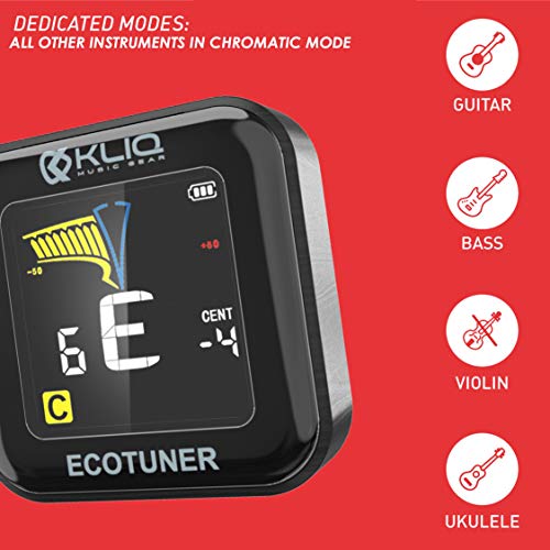 Kliq Ecotuner - Usb Rechargeable Clip-On Tuner For All Instruments (With Included Charging Cable) #TOP1