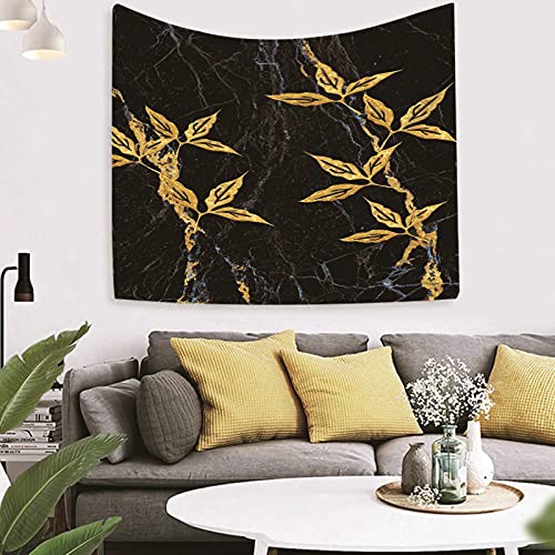 Tapiz de pared de poliéster de alta calidad en negro y dorado con hojas 8