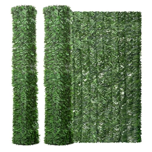 LOLAhome Set de 2 Seto Artificial Verde de 1,5x3 m. 2 Unidades. Alta Ocultación, con Tratamiento UV, Realista y Natural, No inflamable, Transpirable. para Jardín, Balcón, Terraza