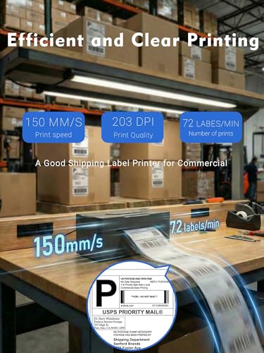 Image of Forc Bluetooth Thermal Shipping Label Printer, 4x6, Black | Wireless, Compatible with Android, iPhone, Windows & Mac, For Small Business, Works with Amazon, Etsy, USPS