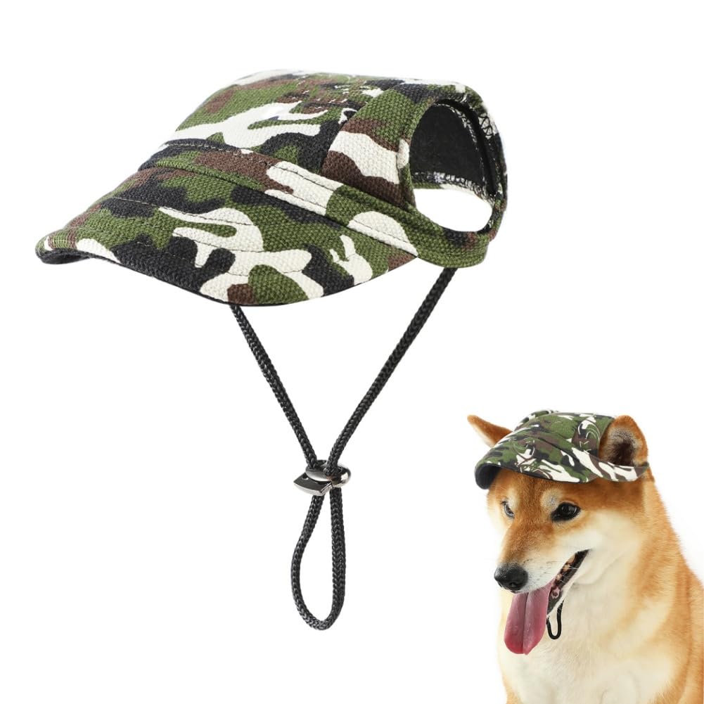 Pet Sun Hat Dog Baseball Cap Sun Protection with Adjustable Chin Strap Ear Holes Visor Sunbonnet for Outdoor Activities (Camouflage, L) — image 1