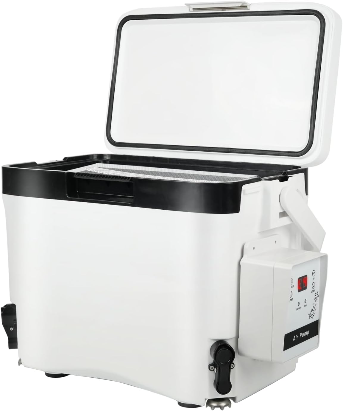 Haoguo Live Bait Cooler with Aerator 16.9Qt Fishing Bait Bucket with Rechargeable Aerator Pump, Magnetic Connection, Adjustable Height, for Outdoor Fishing, Camping, Boating