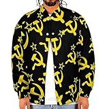 Retro Russian Soviet Flag USSR Men's Baseball Bomber Jacket Long Sleeve Sweatshirt Casual Streetwear Coats with Pocket