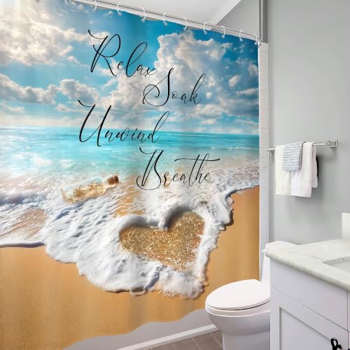 Rideau de douche bord de mer finition soignee textile ocean 198cm