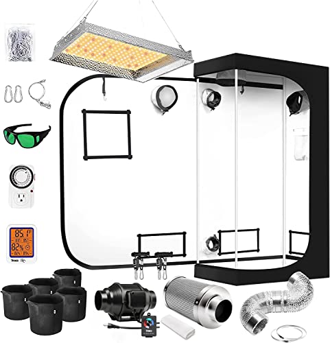 Ipower Grow Tent Kit Complete Al600W Full Spectrum Led Plant Light Lamp Indoor Hydroponics 20"X36"X62" Greenhouse Combo With 4" Fan Filter Ventilation System Setup Package For Veg Flower #TOP15