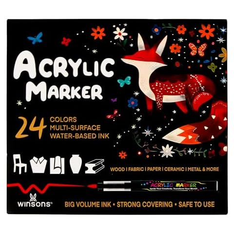 WINSOSN 24 Colors Acrylic Paint Markers Cover