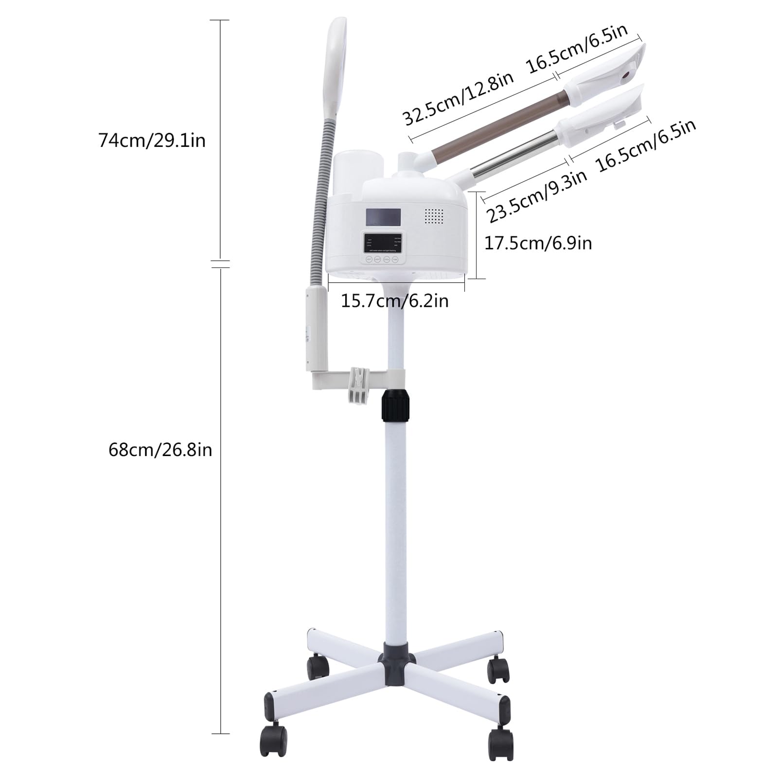 Ozon Bedampfer 360°, Gesichtsdampfer Professional 3 in 1 mit 5X Lupenlampe, Gesichtssauna Verdampfe für Salon und Zuhause, Hautalterung ermäßigen