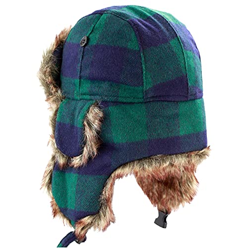 Image of Faux Fur Safety Reflective Aviator Trapper Hat Snow Ski Trooper Winter Cap