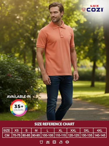 Image of Lux Cozi Men's Cotton Solid Polo Tshirt | Collar Tshirts | Half Sleeves | Stylish & Premium All Day Wear | Pack of 1