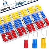 smseace 245PCS #8 Fork Spade Wire Connectors - 22-16/16-14/12-10 AWG M4 U-Type Electrical Crimp Terminals...
