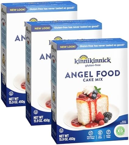 Kinnikinnick Gluten Free Angel Food Cake Mix, 15.9 oz Box (Pack of 3), Allergy Friendly, Dairy Free, Kosher
