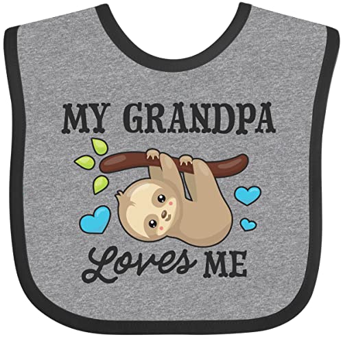 inktastic My Grandpa Loves Me with Sloth and Hearts Baby Bib