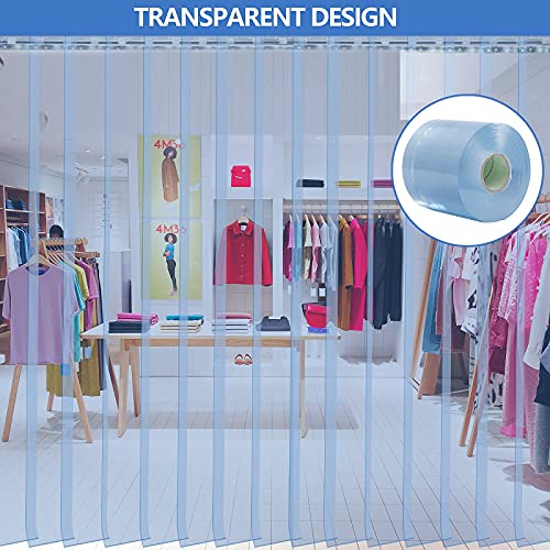 Toriexon Plastic Door Strips 50’ Length, PVC Door Curtain 7.6” Width