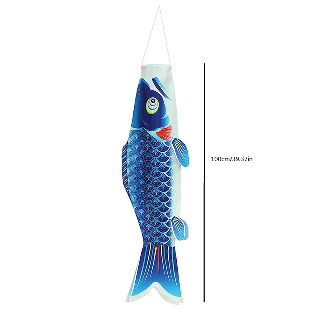 Bandiera della carpa, stile giapponese, sacco a vento a forma di pesce, 100 x 25 cm, decorazione da appendere per interni ed esterni