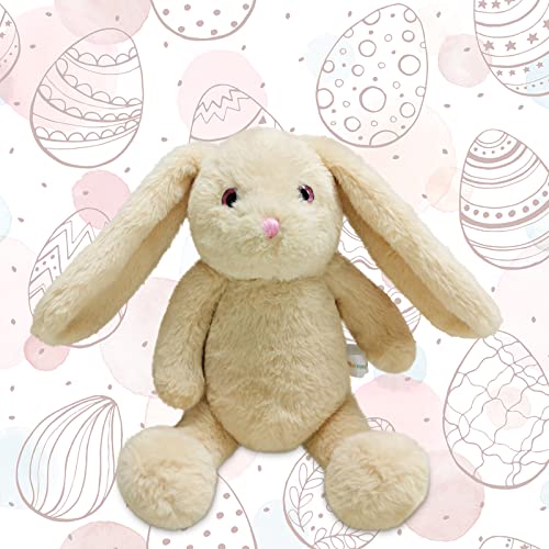Happy Easter Bunny, Easter Party Game Favors for Kids Toddlers Easter Basket Stuffers Fillers Easter Egg Hunt , Easter Plush Rabbits Animal Toys for Kids Easter Decor Candy, Beige