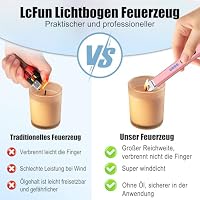 LcFun Lichtbogen Feuerzeug Elektrisch, Typ C Aufladbar Stabfeuerzeug Lang – Ansicht 6